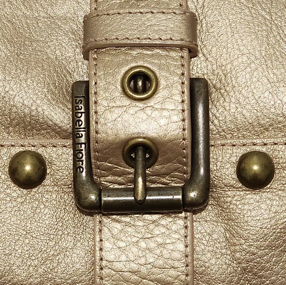 Isabella Fiore Whisplash Audra Studded Gold Leather Hobo Bag